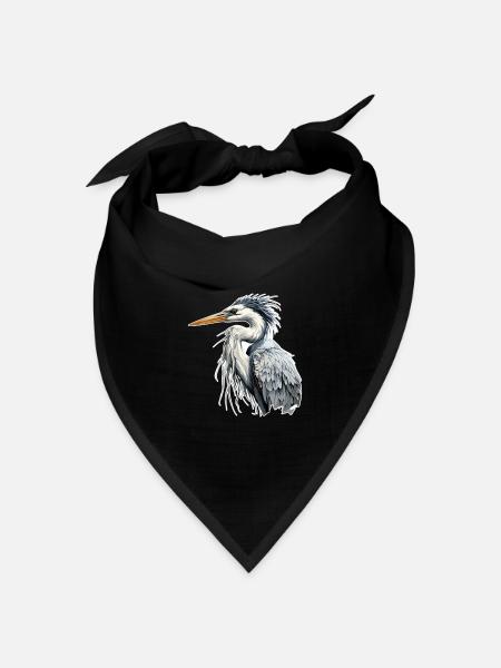 Reiher - Bandana Dreieckstuch - Schwarz