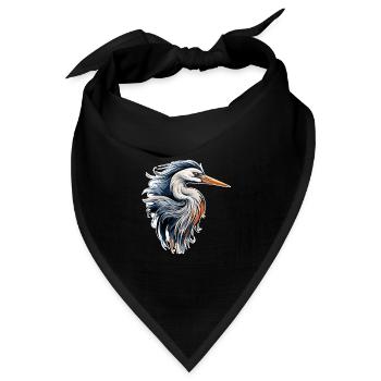Reiher - Bandana Dreieckstuch - Schwarz - Vorne
