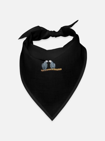 Graupapagei I Papagei Motiv für Vogel Halter - Bandana Dreieckstuch - Schwarz