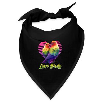Lovebird Papageien Liebesvögel Vogelfreund - Bandana Dreieckstuch - Schwarz - Vorne