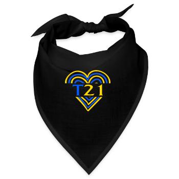 World Down Syndrom Tagesshirt, T21 Love Heart - Bandana Dreieckstuch - Schwarz - Vorne