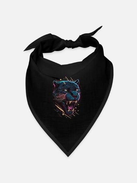 Panther Wild Cat Illustration Wildlife Lover - Bandana Dreieckstuch - Schwarz