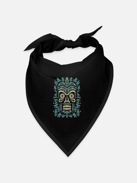 Polynesianische Tribal Tiki Maori Retro Maske - Bandana Dreieckstuch - Schwarz
