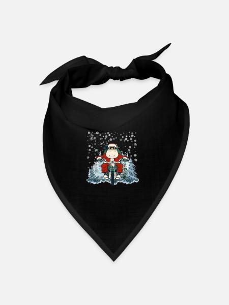 Biker-Weihnachtsmann auf Motorrad Lustige - Bandana Dreieckstuch - Schwarz