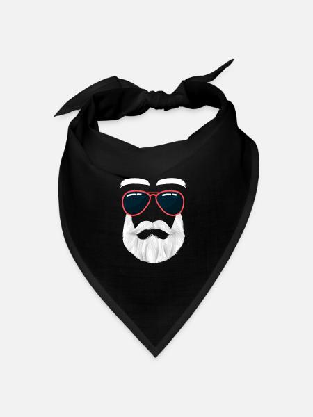 Hipster Weihnachtsmann Bart Lustig Coole Sonnen - Bandana Dreieckstuch - Schwarz