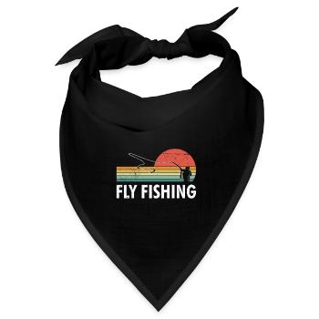 Fliegenfischen Fischjagd Fliegenangler Angeln - Bandana Dreieckstuch - Schwarz - Vorne