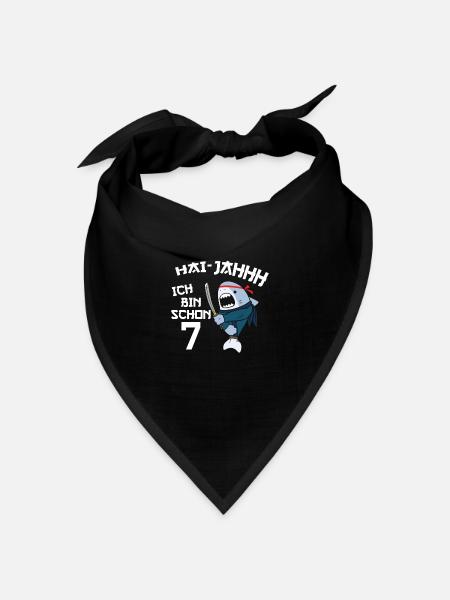 7. Geburtstag Ninja 7 Jahre Ninja Hai Kostüm - Bandana Dreieckstuch - Schwarz