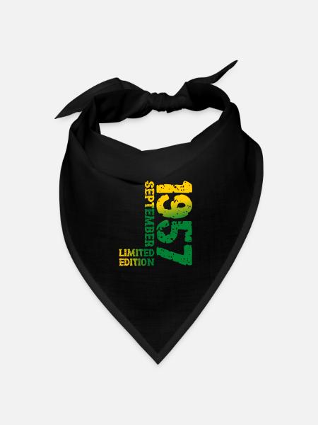 1957 September Limited Edition 66. Geburtstag Deko - Bandana Dreieckstuch - Schwarz