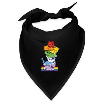 LGBTQ Katze Regenbogen Flagge Gay Pride LGBT Pride Monat - Bandana Dreieckstuch - Schwarz - Vorne