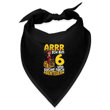 Ich bin 6 - Jungen Pirat - Bandana Dreieckstuch - Schwarz - Vorne