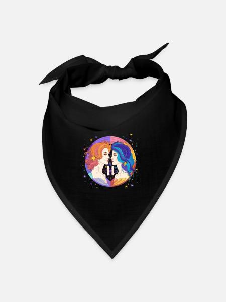 Tierkreiszeichen - Zwei Menschen - Zwillinge - Bandana Dreieckstuch - Schwarz