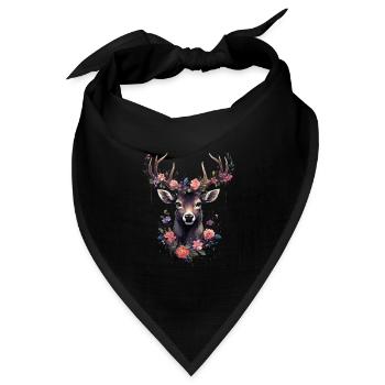 Ersatz Dirndl Hirschgeweih Hirsch - Bandana Dreieckstuch - Schwarz - Vorne