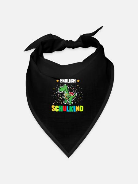 Schulkind Dino Schulanfänger Geschenk - Bandana Dreieckstuch - Schwarz