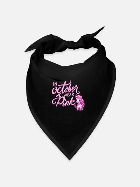 Brustkrebs Oktober Rosa Einhornband - Bandana Dreieckstuch - Schwarz