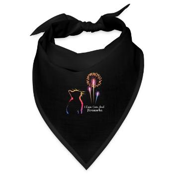 I love Cats and Fireworks - Bandana Dreieckstuch - Schwarz - Vorne