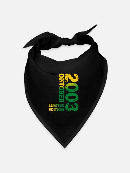2003 Oktober Limited Edition 20. Geburtstag Deko - Bandana Dreieckstuch - Schwarz