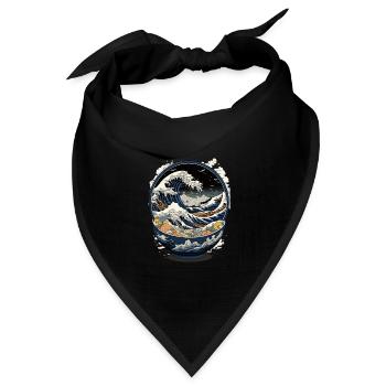 Ramen Hokusai Japanische Kunst Kanagawa Humor - Bandana Dreieckstuch - Schwarz - Vorne