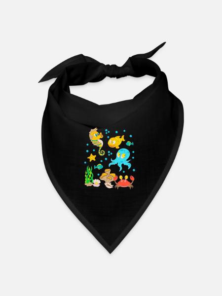 Unterwasser Tiere Meeresbewohner Aquarium Kinder - Bandana Dreieckstuch - Schwarz