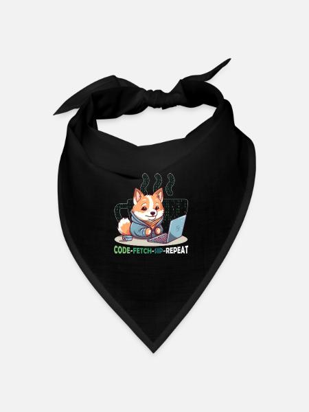 Code Fetch Sip Repeat Coffee Binary Shiba Inu Prog - Bandana Dreieckstuch - Schwarz