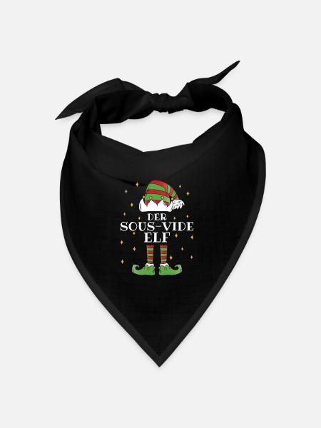 Der Sous-Vide Elf - Familien Weihnachtsoutfit - Bandana Dreieckstuch - Schwarz