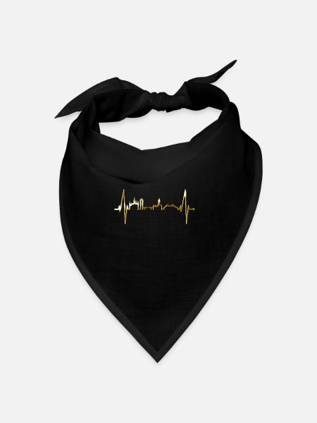 Mainz Skyline Herzschlag Fan Herz Liebe Mainzer - Bandana Dreieckstuch - Schwarz