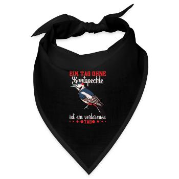 Buntspecht Ornithologe Vogelfreund Spechtliebhaber - Bandana Dreieckstuch - Schwarz - Vorne