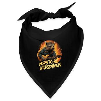 Born to be Wildschwein, Lustiges Wortspiel, Jäger - Bandana Dreieckstuch - Schwarz - Vorne