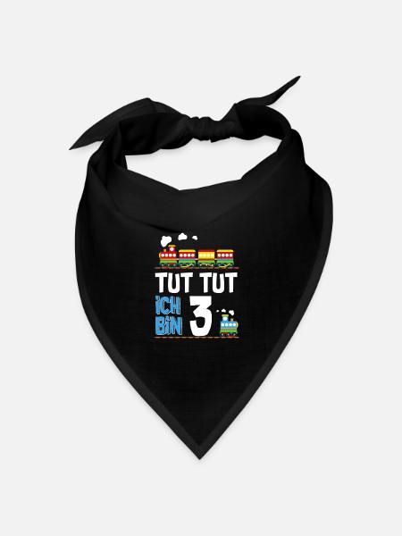 3. Geburtstag Tut Tut Eisenbahn Zug 3 Jahre - Bandana Dreieckstuch - Schwarz