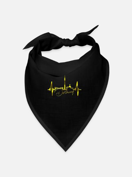 Dortmund Skyline Herzschlag Stadion Fan Dortmunder - Bandana Dreieckstuch - Schwarz