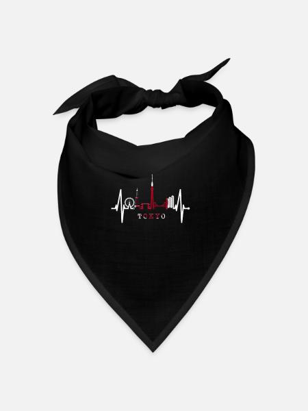 Tokio Skyline Herzschlag Japan Herz I Love Tokyo - Bandana Dreieckstuch - Schwarz