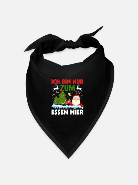 Ich bin nur zum essen hier Weinachtsmann - Bandana Dreieckstuch - Schwarz