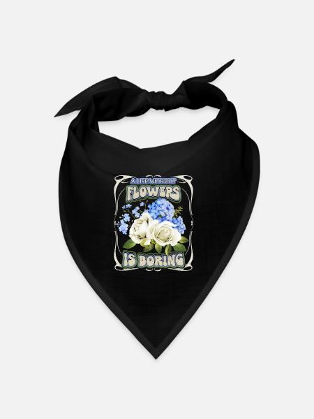 Lustiger Blumen Spruch mit Rosen Aquarell - Bandana Dreieckstuch - Schwarz