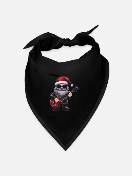 Weihnachtsmann Gitarre Santa Musiker Konzert - Bandana Dreieckstuch - Schwarz