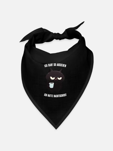 Ich Darf So Aussehen Grimmige Katze Nachtschicht - Bandana Dreieckstuch - Schwarz