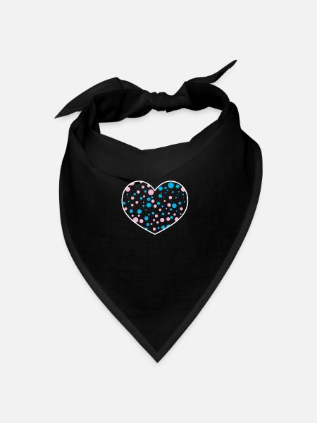 Blaues rosa Polka-Punkt-Herz Internationaler Punkt - Bandana Dreieckstuch - Schwarz