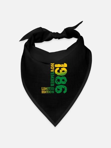 1986 November Limited Edition 37. Geburtstag Deko - Bandana Dreieckstuch - Schwarz