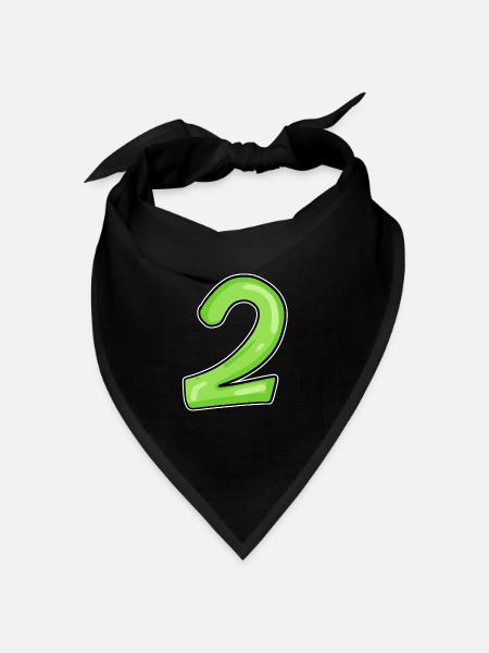2 - Zahl - Nummer Zwei - 2 grün - Bandana Dreieckstuch - Schwarz