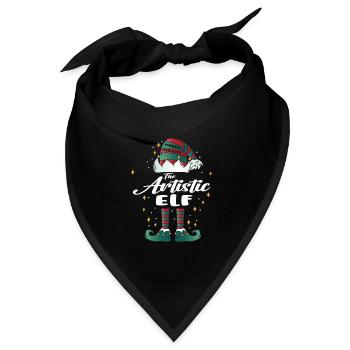 artistic Elf funny Family Christmas Weihnachten - Bandana Dreieckstuch - Schwarz - Vorne