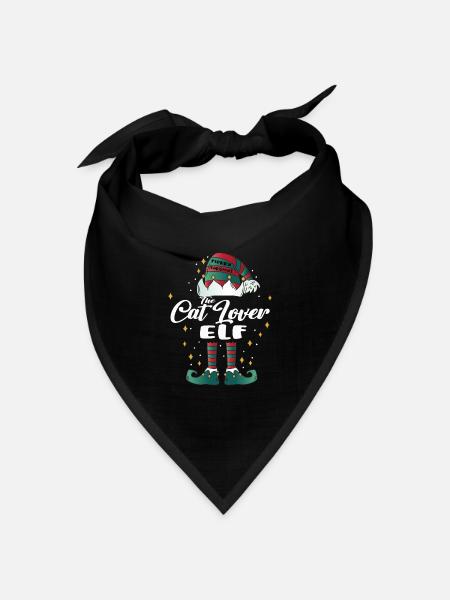 cat Lover Elf funny Family Christmas Weihnachten - Bandana Dreieckstuch - Schwarz