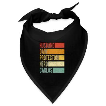 Carlos Name Papa Geschenk - Bandana Dreieckstuch - Schwarz - Vorne