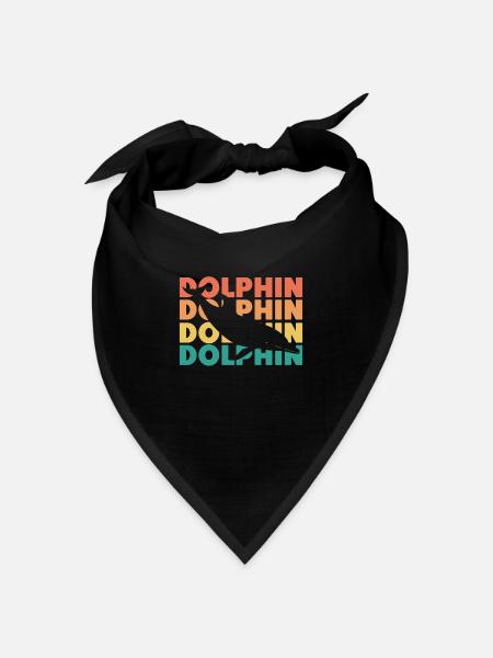 Dolphin Retro Vintage Dolphin - Bandana Dreieckstuch - Schwarz