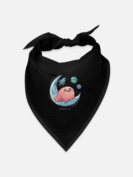 Kawaii Blobfish Weltraumplaneten - Bandana Dreieckstuch - Schwarz