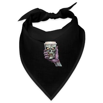 Kaffee Cafe Halloween Zombie Hand - Bandana Dreieckstuch - Schwarz - Vorne