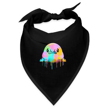 Kawaii Blobfisch tropft Farbe - Bandana Dreieckstuch - Schwarz - Vorne