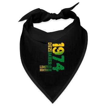 1974 Dezember Limited Edition 49. Geburtstag Deko - Bandana Dreieckstuch - Schwarz - Vorne