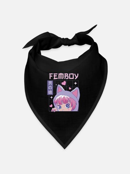 Femboy Crossdressing Crossdresser MTF Anime - Bandana Dreieckstuch - Schwarz