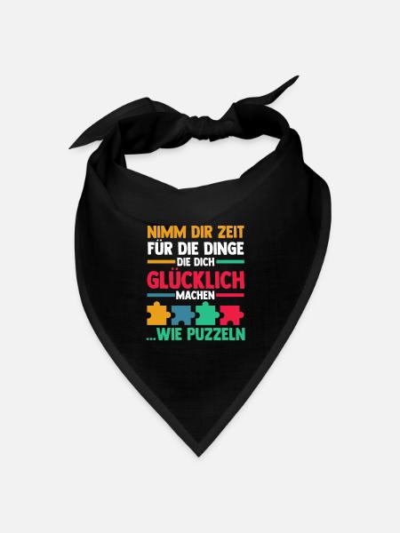 Puzzlefan Puzzler Puzzleteile Puzzle - Bandana Dreieckstuch - Schwarz