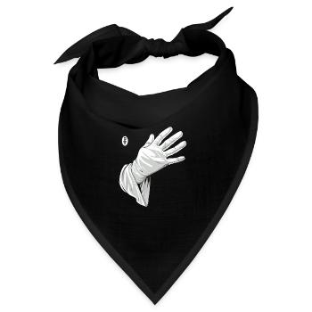 Berühr mich, weiße Handschuh - Bandana Dreieckstuch - Schwarz - Vorne