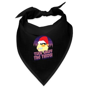 Tuck Tinsel away - Ente mit Messer Duck with Knife - Bandana Dreieckstuch - Schwarz - Vorne