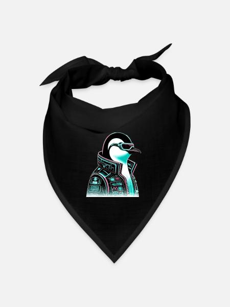 Cyberpunk Pinguin Grafikdesign - Bandana Dreieckstuch - Schwarz